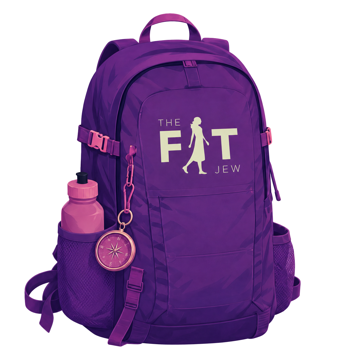 Purple adventurer's backpack with compass
